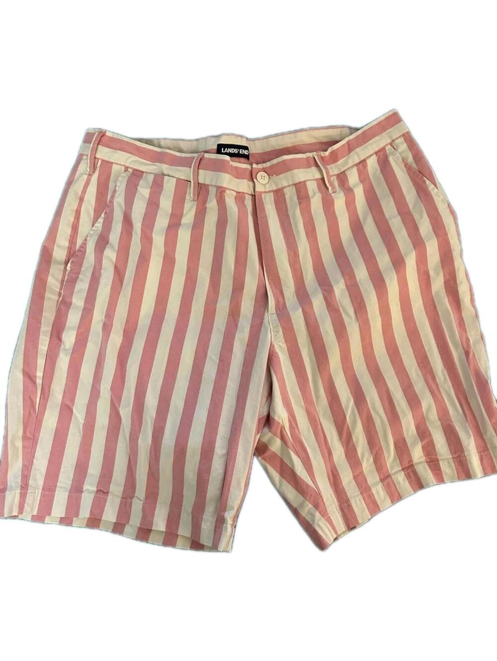 Lands End Pink & White Striped Men’s Shorts Size 40